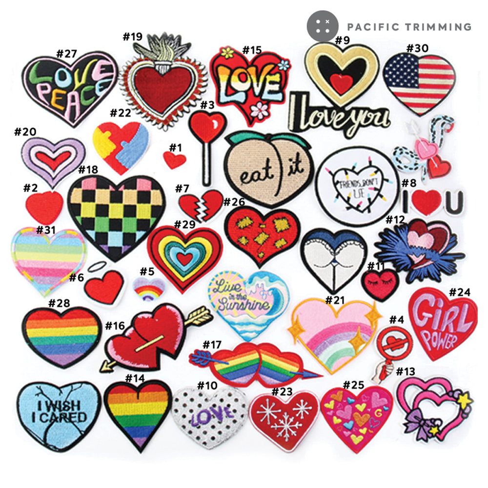 Heart Love Embroidered Iron On Patches