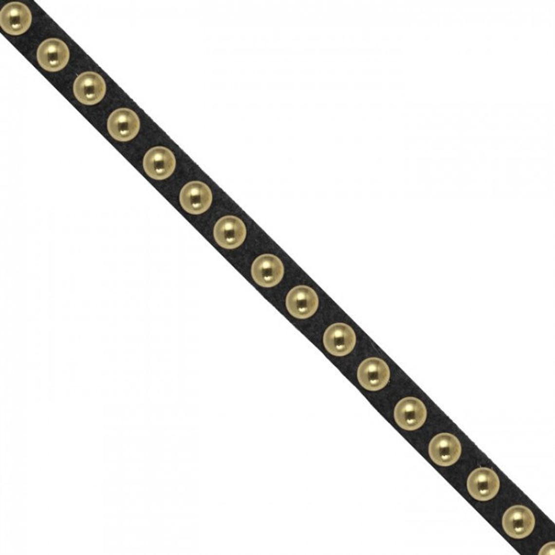 6mm Studded Suede Trim Black/Gold