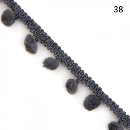 0.63 Inch Pom Pom Fringe Dark Gray