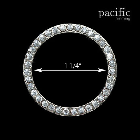 1.25 Inch Rhinestone O-Ring Silver