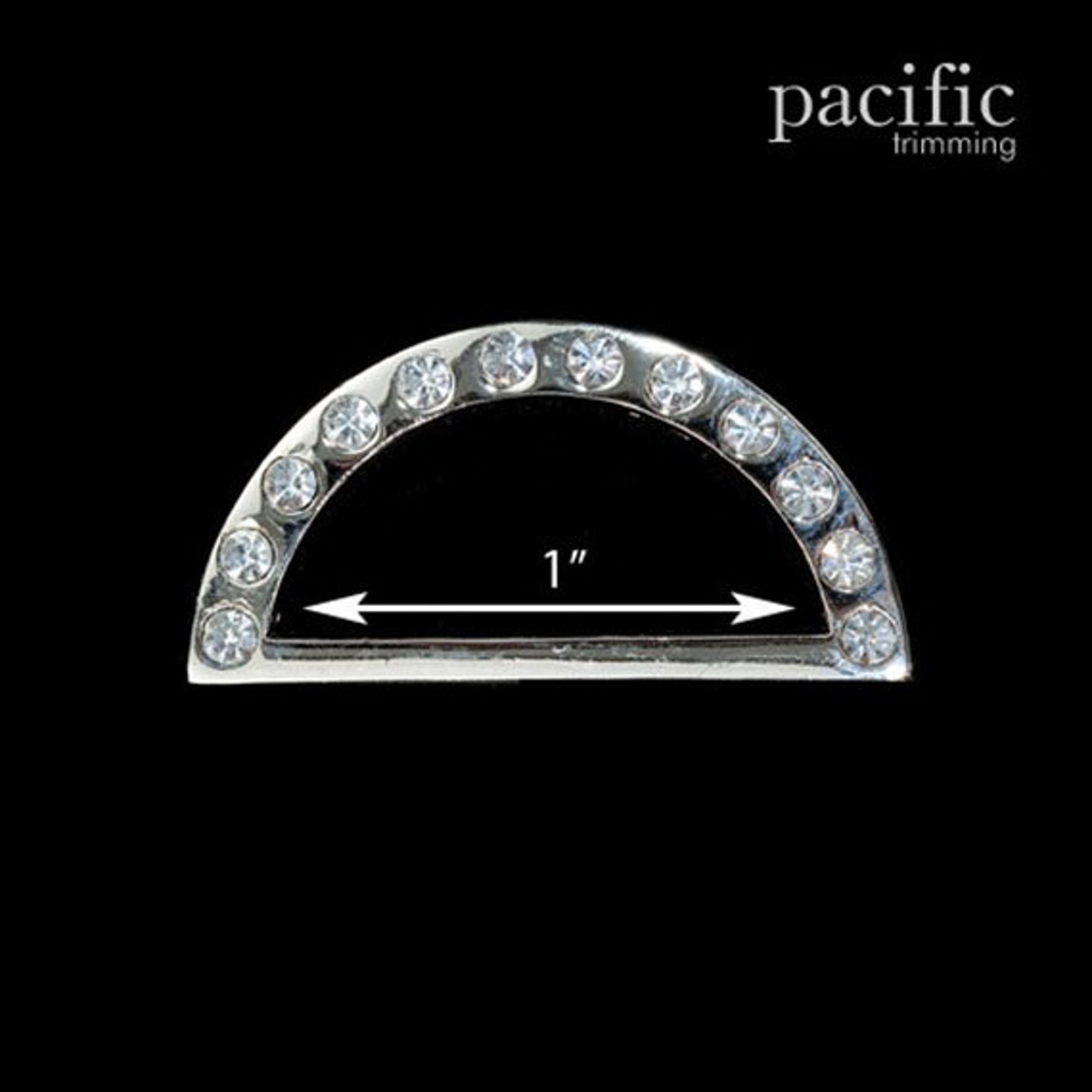 1 Inch D-Ring Rhinestones Silver