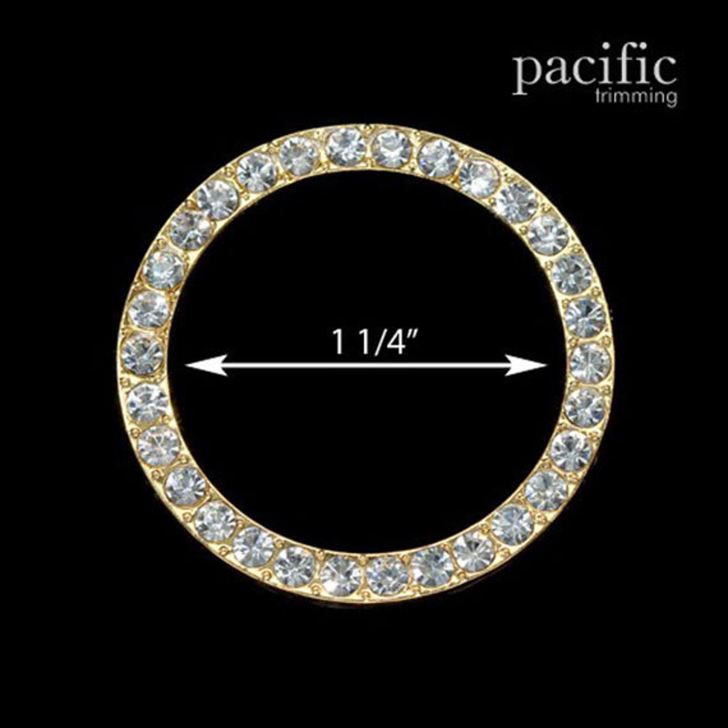 1.25 Inch Rhinestone O-Ring Gold