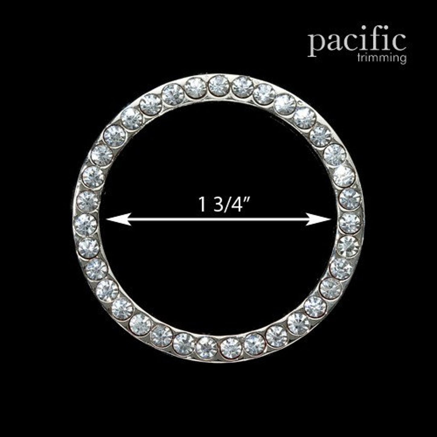 1.75 Inch Rhinestone O-Ring Silver