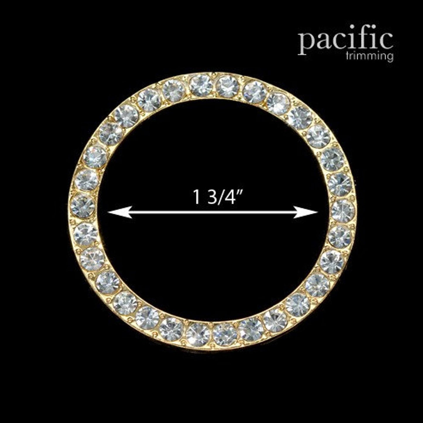 1.75 Inch Rhinestone O-Ring Gold