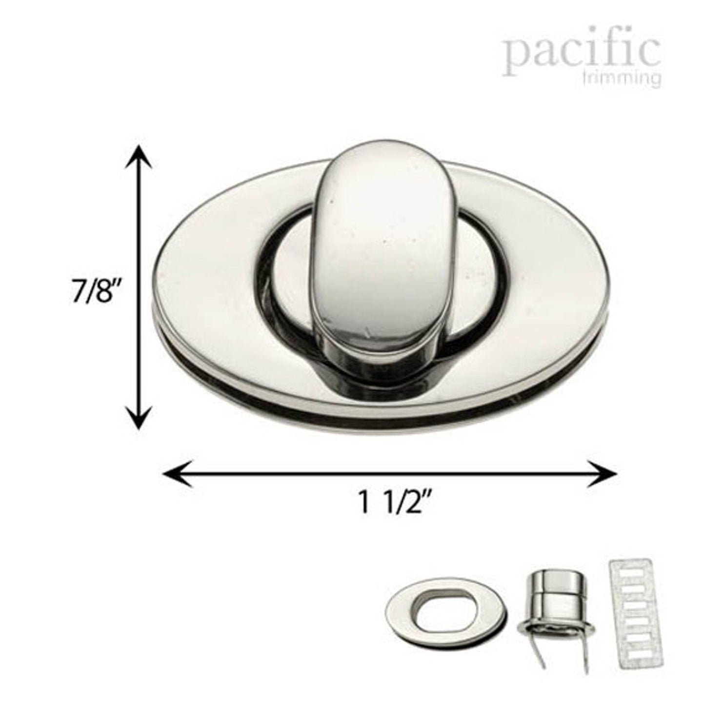 1.5 Inch Purse Turn Lock Silver