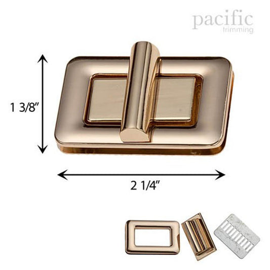 2.25 Inch Bag Turn Lock Rose Gold