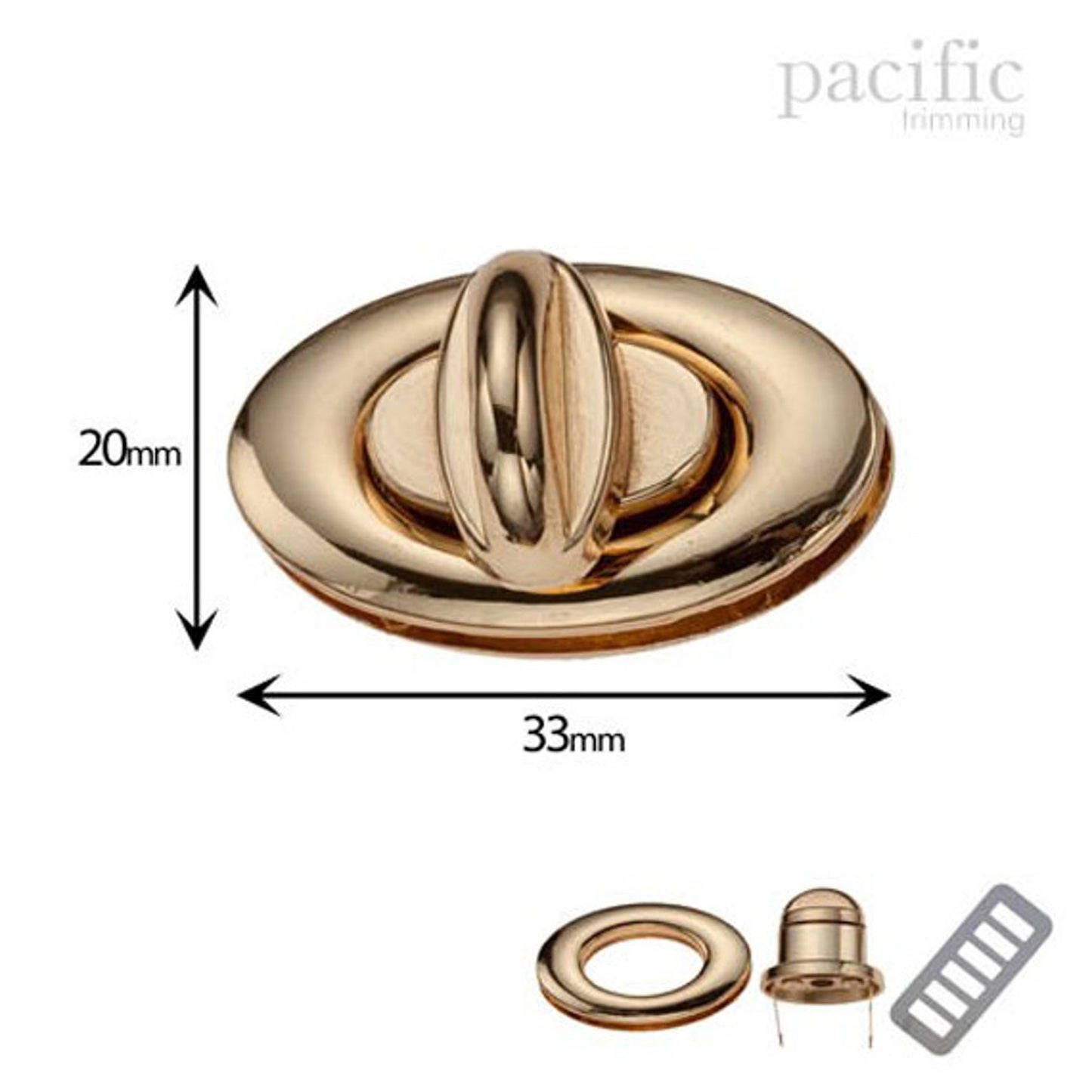 33mm Purse Twist Turn Lock Rose Gold