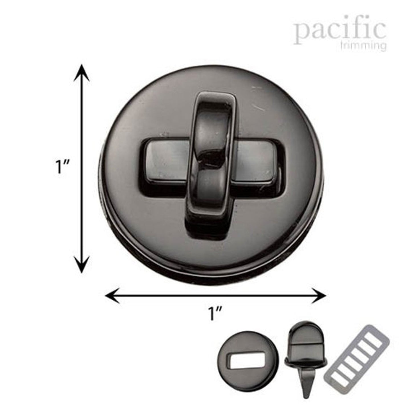 1 Inch Purse Turn Lock Gunmetal