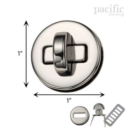 1 Inch Purse Turn Lock Silver