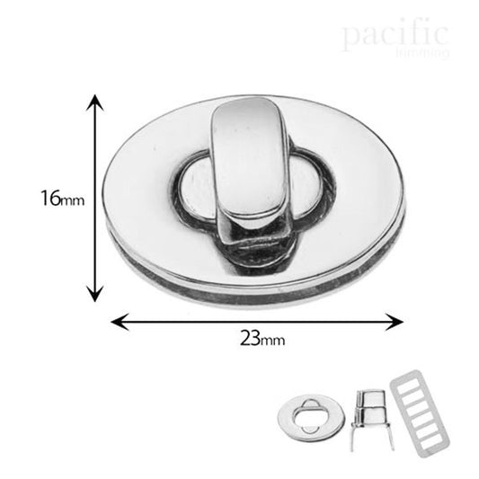 23mm Purse Twist Turn Lock Silver