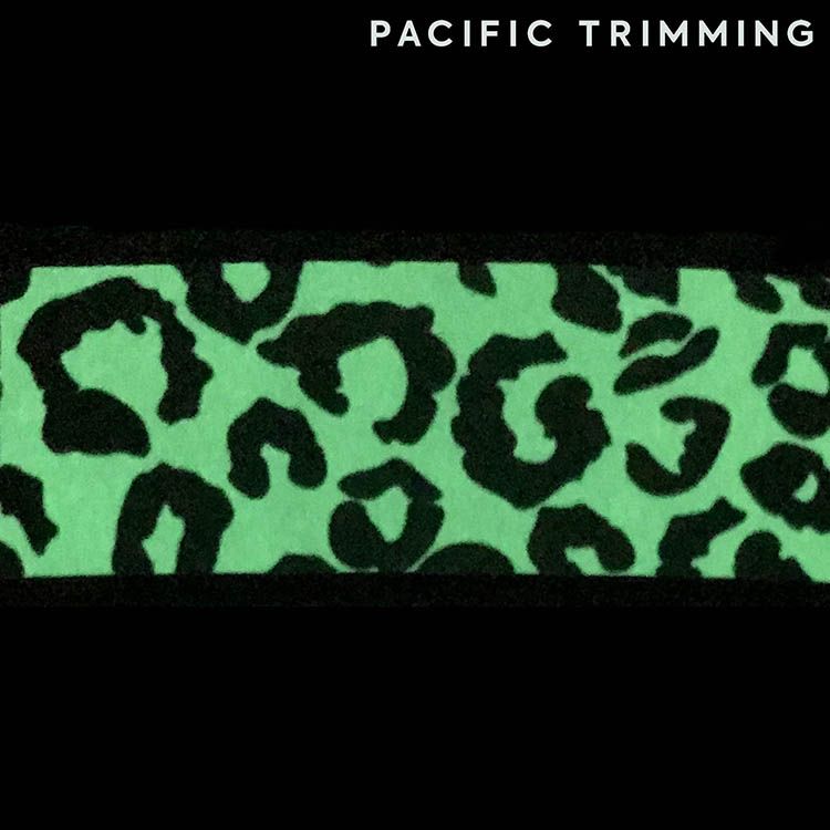 1 3/16 Inch Leopard Patterned Glow in the Dark Elastic