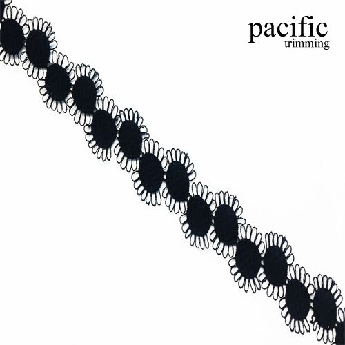 0.75 Inch Polyester Lace Trim Black