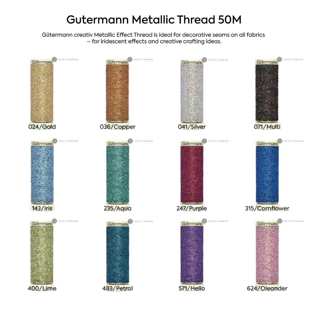 Gutermann Metallic Thread 50M Multiple Colors