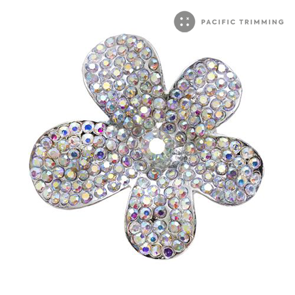 Flower Shape Rhinestone Button 120207RS Crystal AB