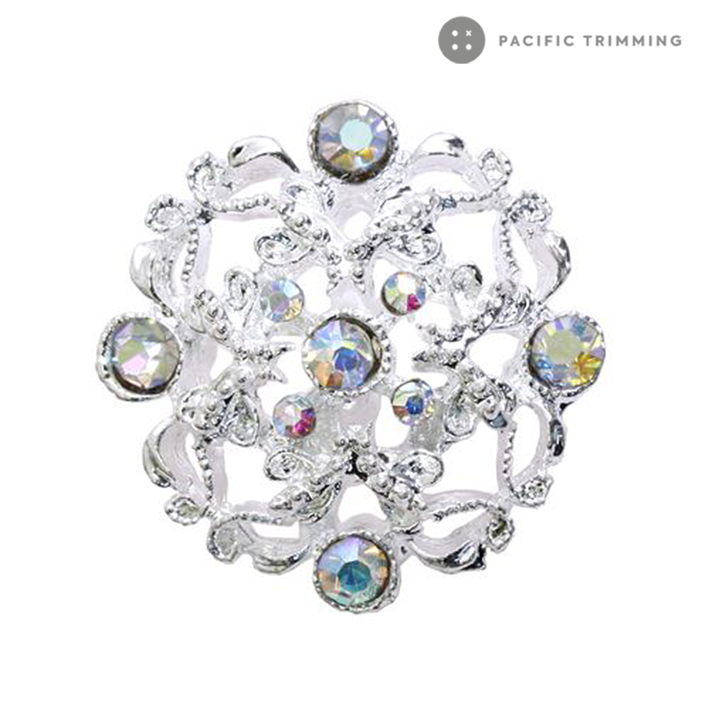 Flower Dome Shape Rhinestone Button 120216RS