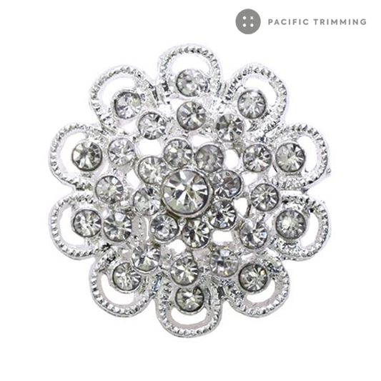 Flower Dome Shape Rhinestone Button 120217RS