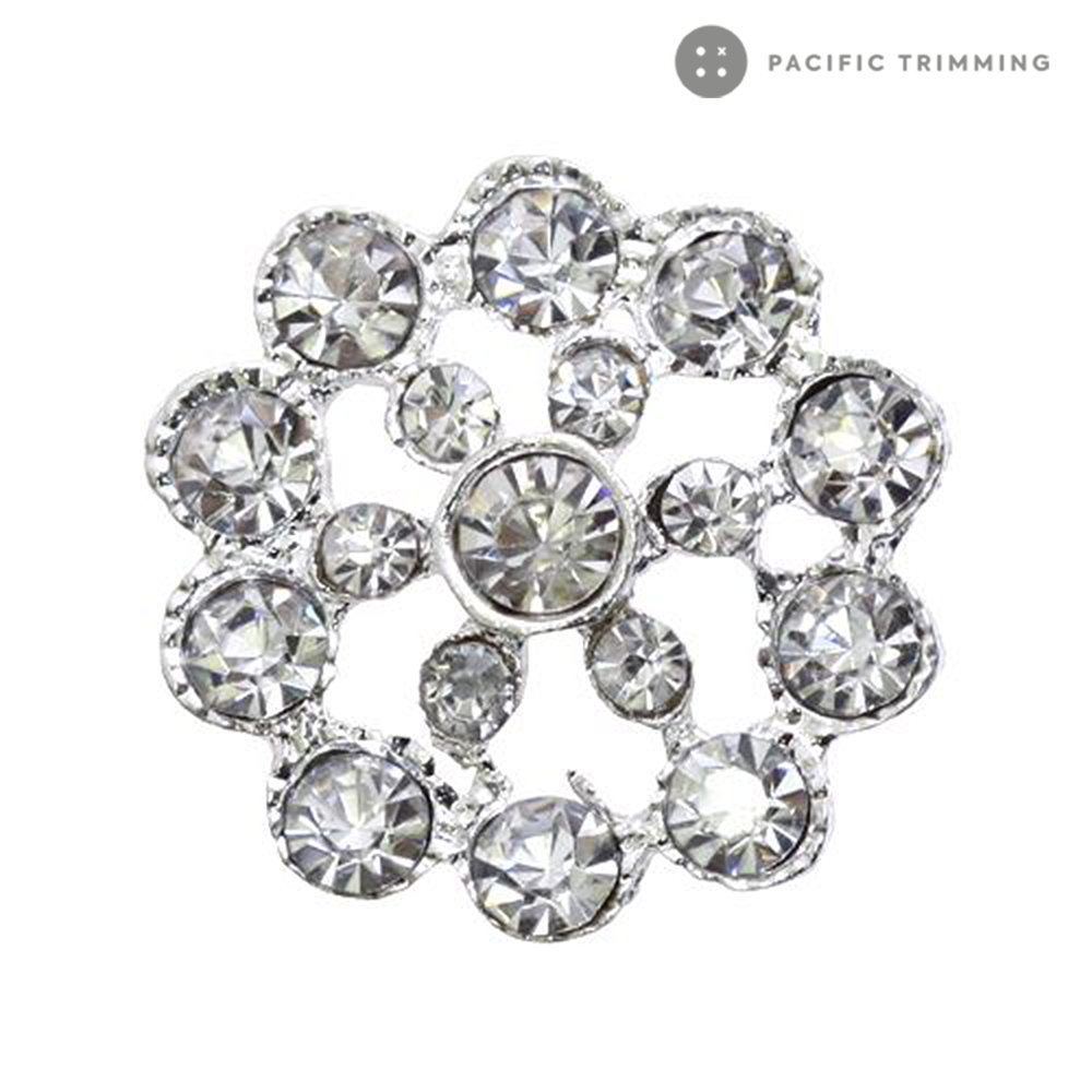 Snowflake Shape Rhinestone Button 120222RS