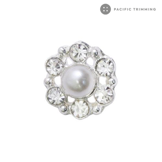 Faux Pearl Rhinestone Button 120245RS