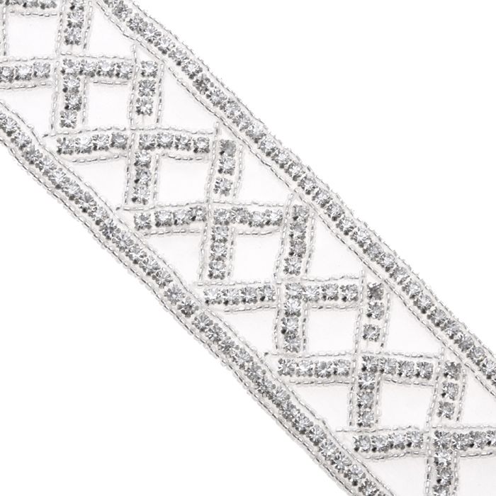 2 Inch Rhinestone Trim Crystal/White